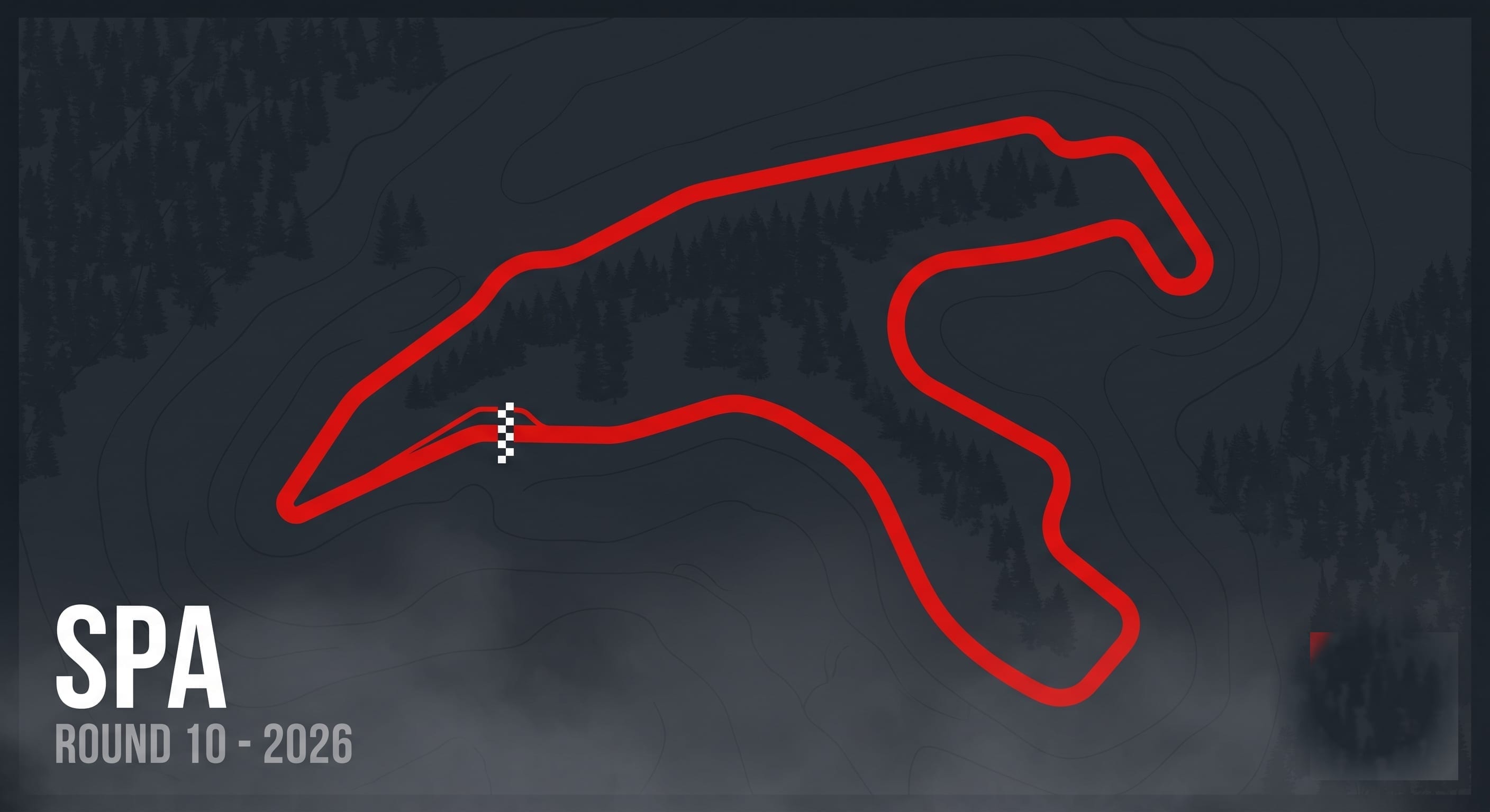 Illustrated track map of the Circuit de Spa-Francorchamps, Stavelot